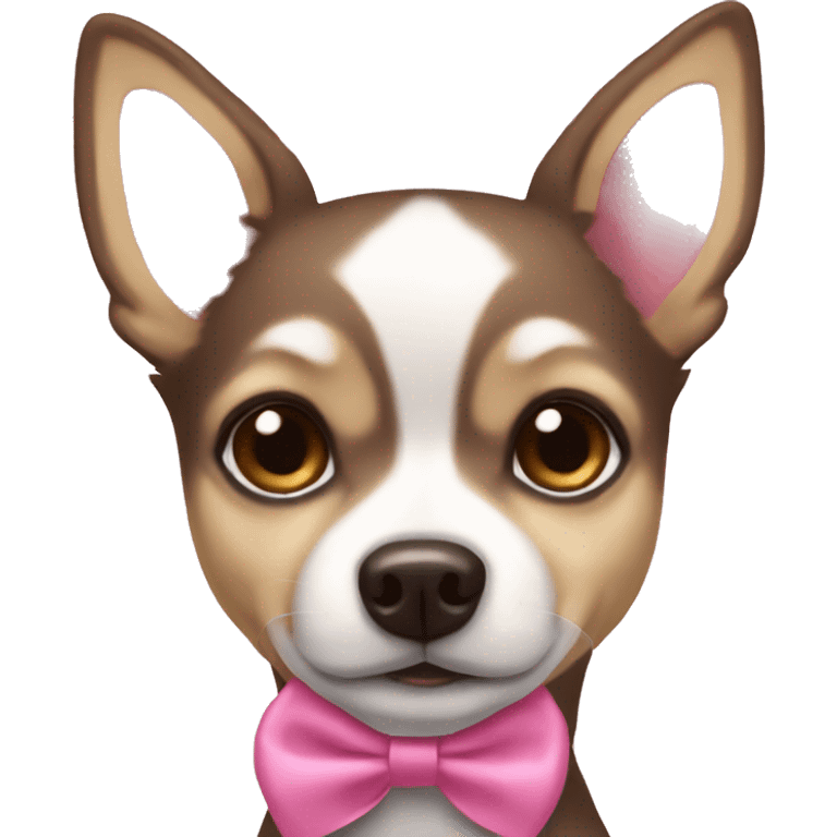 Chihuahua Husky brown with a pink bow emoji