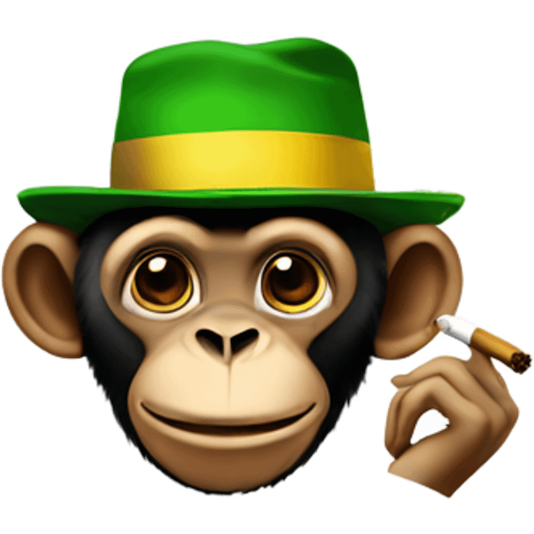 Monkey with Jamaican hat on and smoking emoji