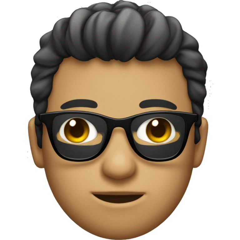 emoji solo de cara de una joven con gafas piel blanca y pelo negro  emoji