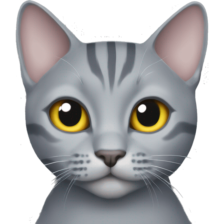 Gray Russian blue cat with a striped tail emoji