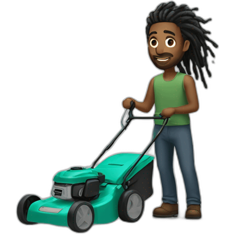 Black man with dreads mowing emoji