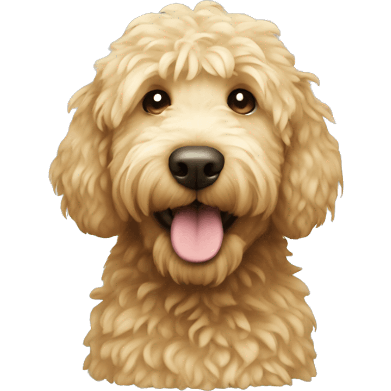 Golden doodle using the toilet emoji