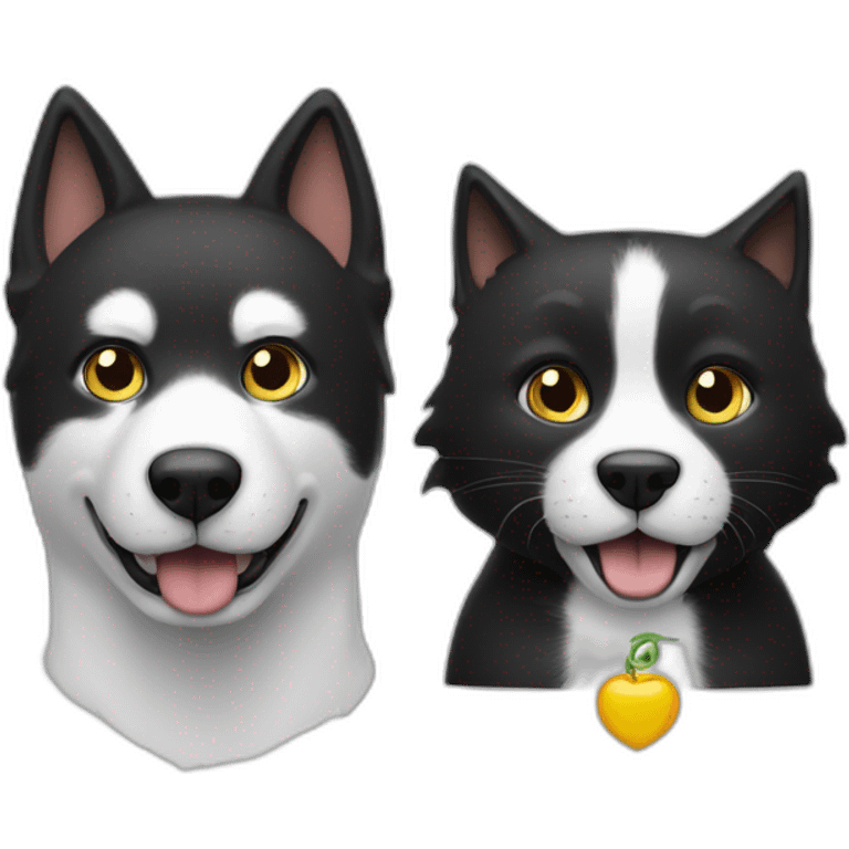 Un chien blanc et un chat noir emoji