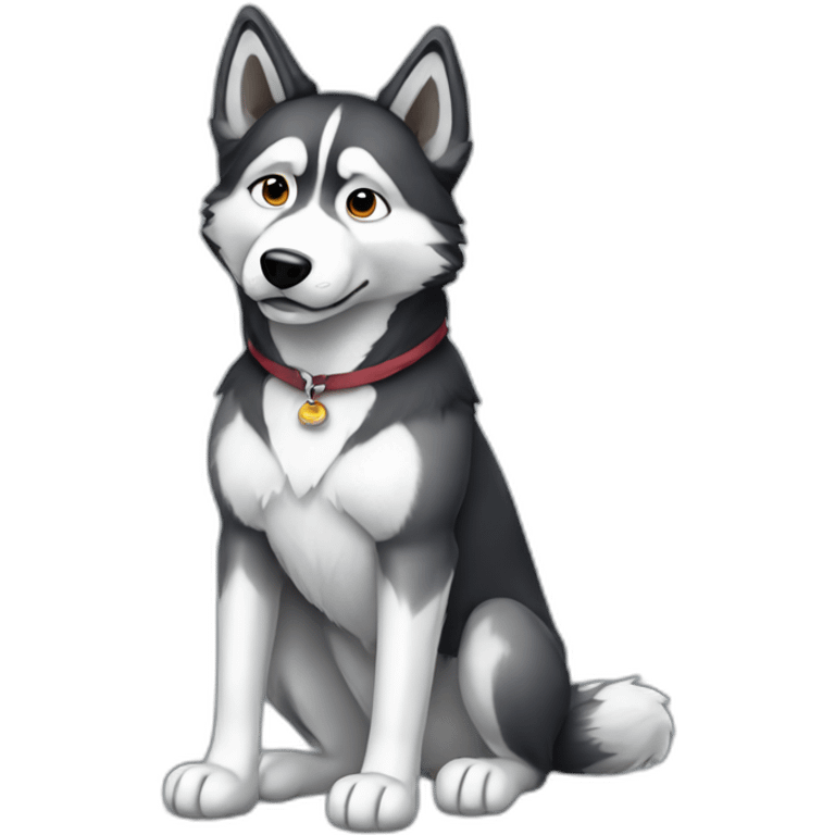 huskie sit full body emoji