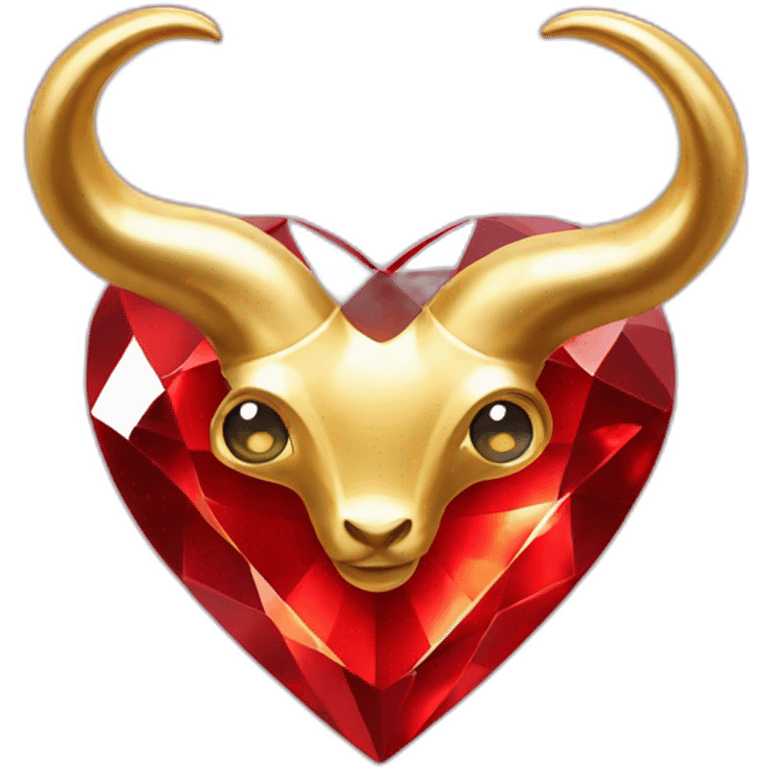 Red heart diamond with gold horns emoji