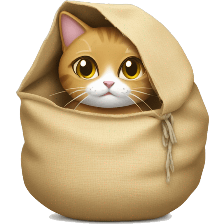 a cat wearing a sack of rice emoji