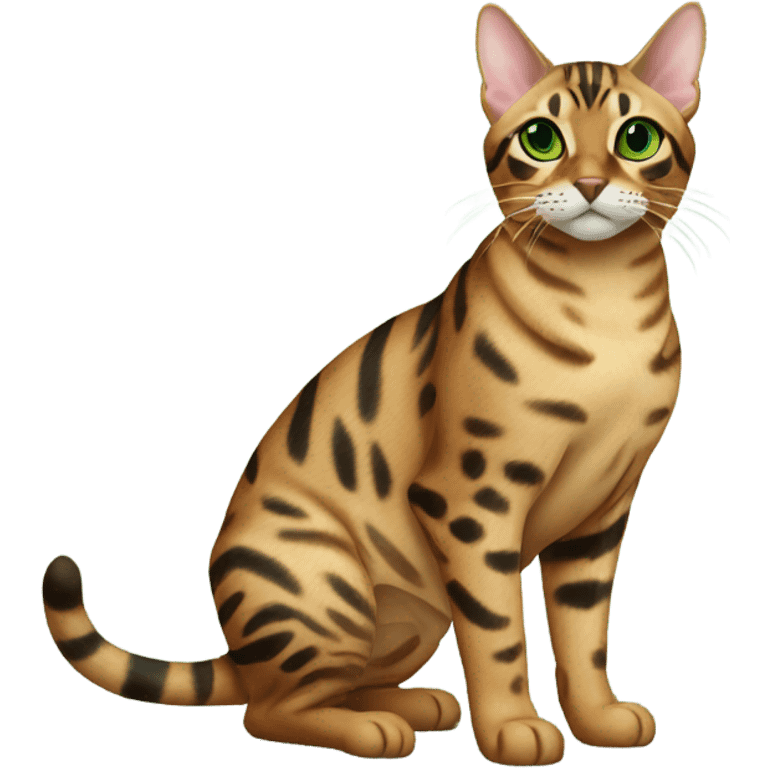 Full Body Bengal Cat With Green Eyes emoji