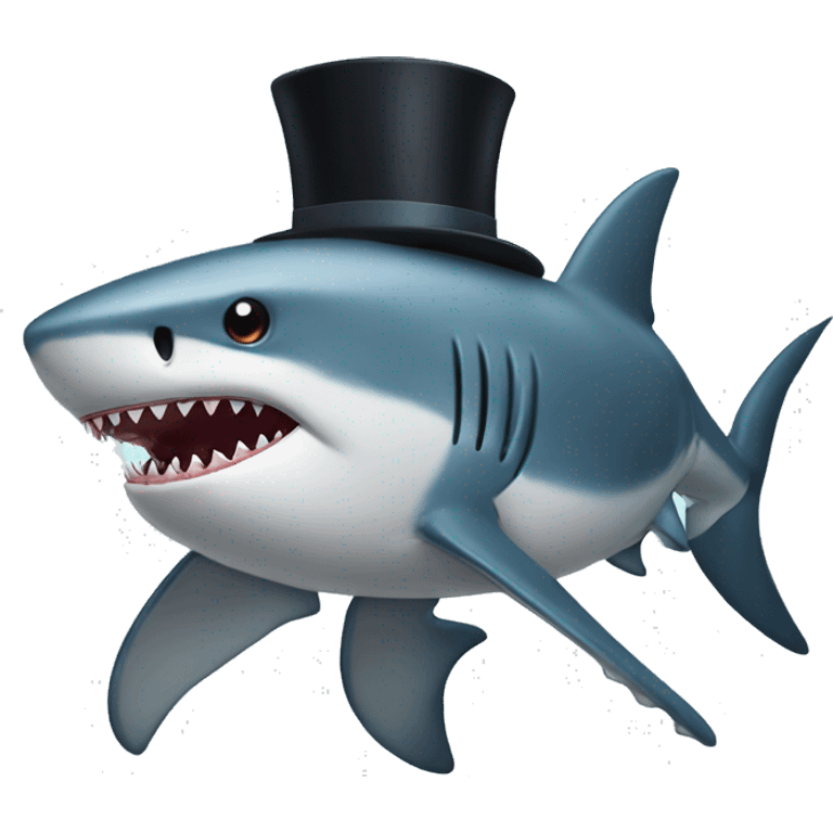 Shark with a top hat emoji