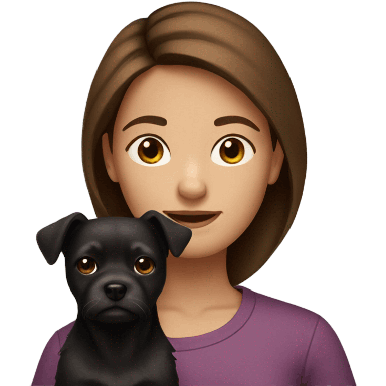 Brownhair girl with small black dog emoji