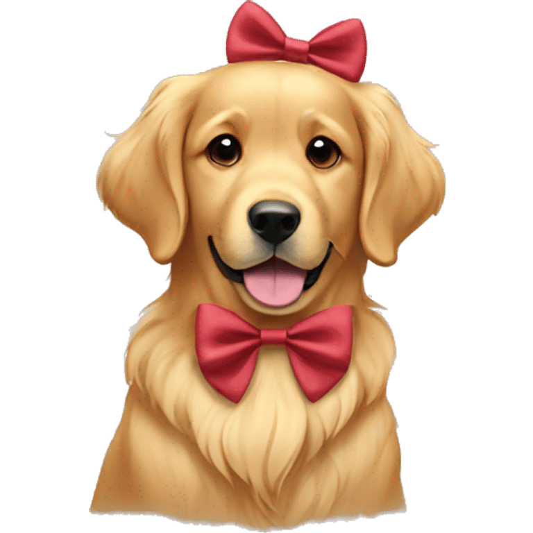 Golden retriever wearing a bow emoji