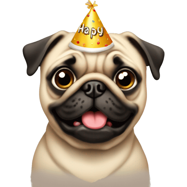 Happy birthday pug emoji