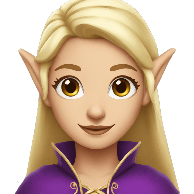 Noble female Elf with Elf ears and blonde hair and purple robes emoji