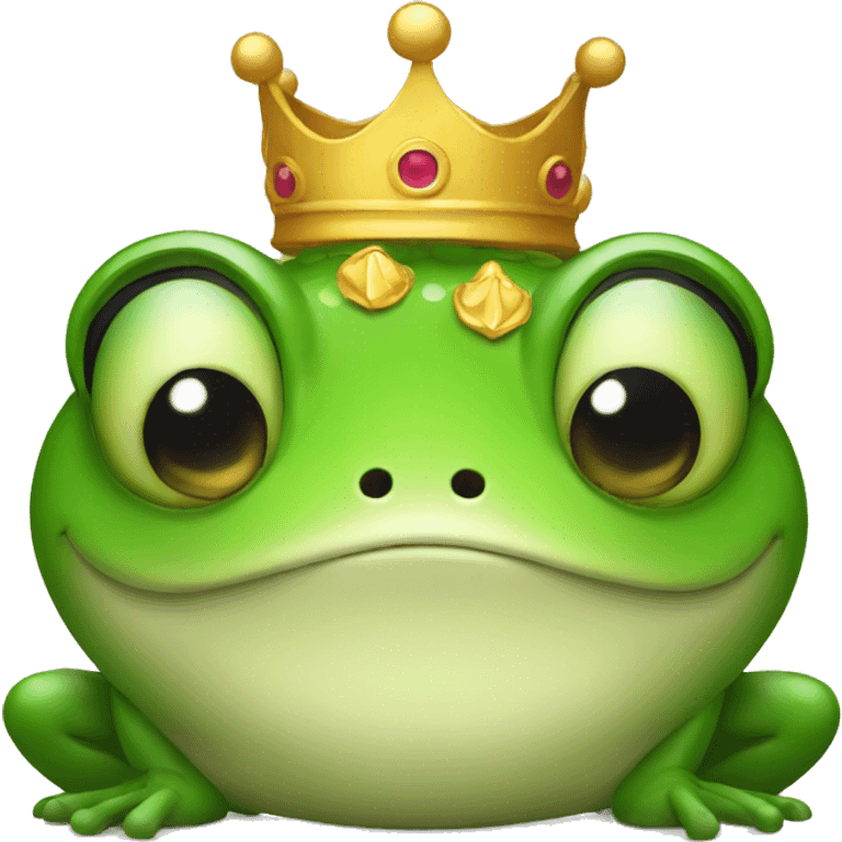 Round Frog wearing a crown emoji