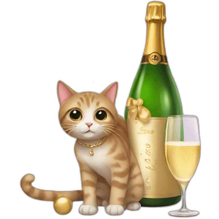 Cat with champagne  emoji