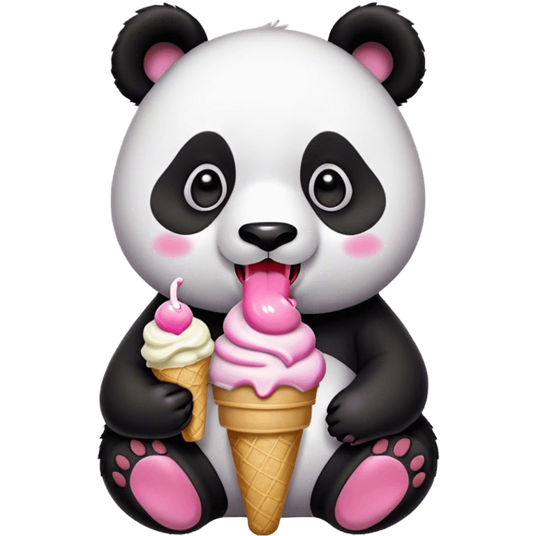 Panda eating ice cream emoji