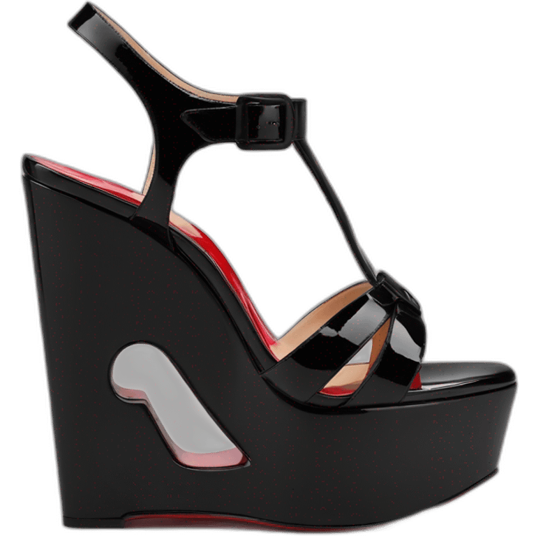 Platform wedges black louboutin sandal patent emoji