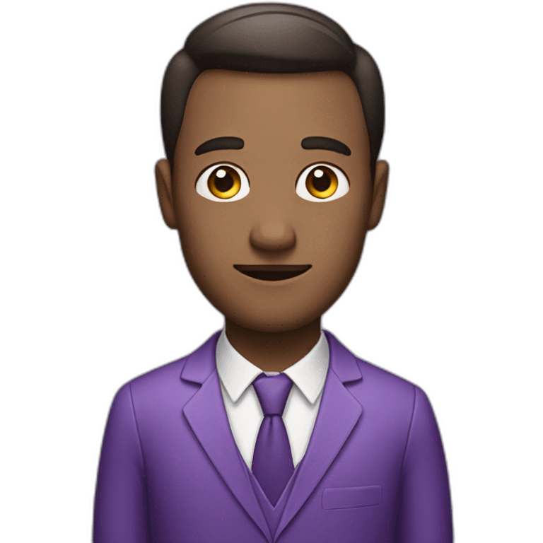 Man in purple suit with half white half checkered shirt inside emoji