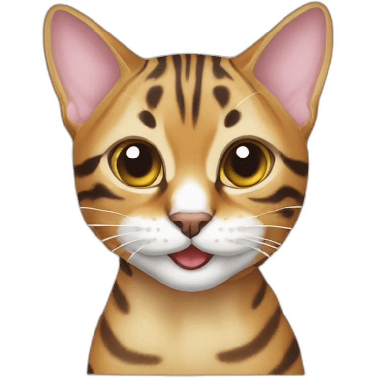 Bengal cat eat emoji