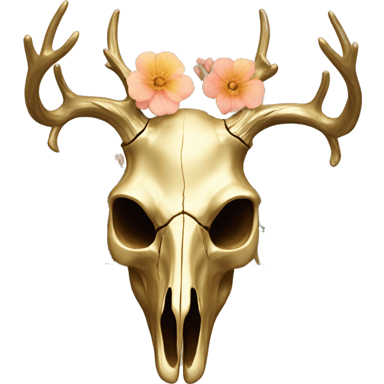 Gold Deer skull with antlers + floral pattern  emoji