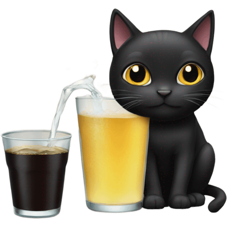 black cat drinking  emoji