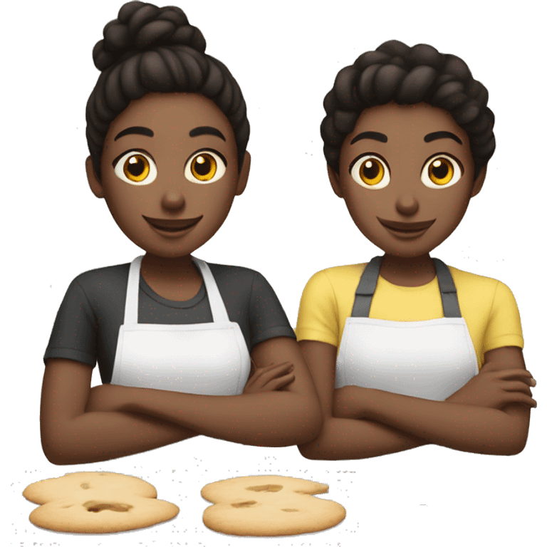 Black and white teenagers are baking cookies  emoji