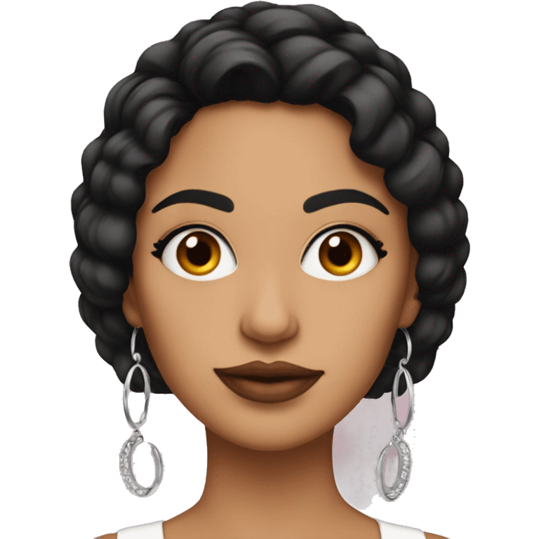 Chicana with black winged eyeliner and hoop earrings  emoji