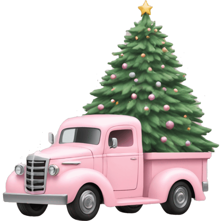 Pastel Pink truck with Christmas tree emoji