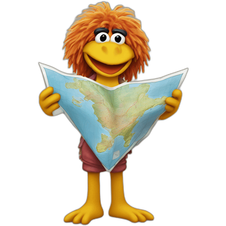 fraggle holding a big map emoji