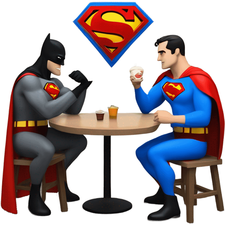 Superman and Batman at a cafe emoji