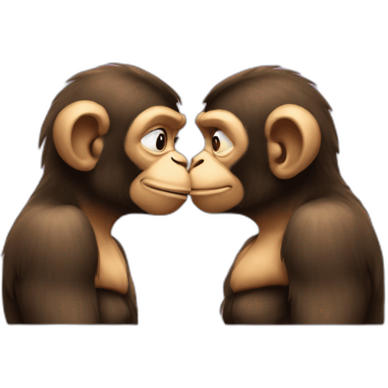 2 monkeys kissing emoji