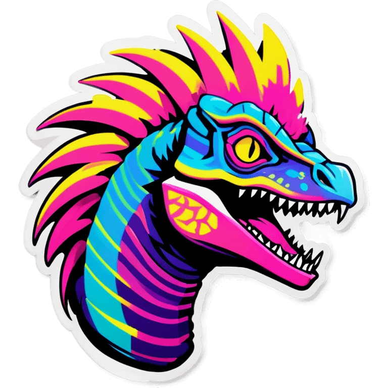 Vaporwave dilophosaurus head logo emoji