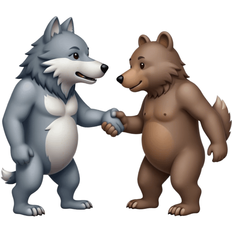 Wolf and Bear shake hands emoji