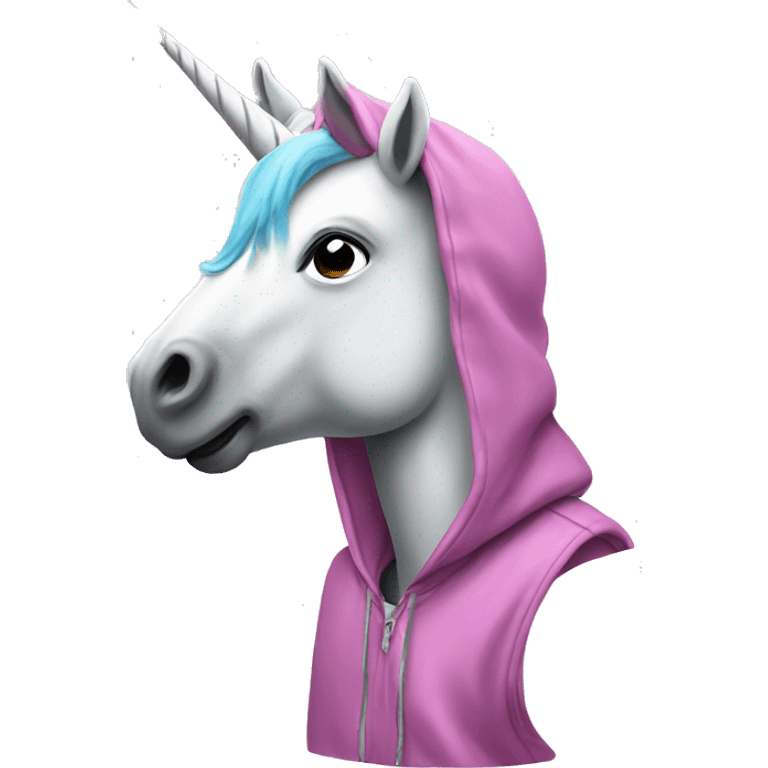 Unicorn wearing a hoodie emoji