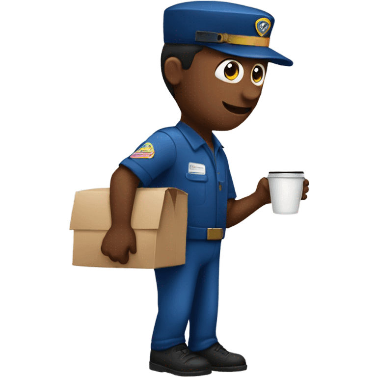 Mailman carrying a coffee emoji