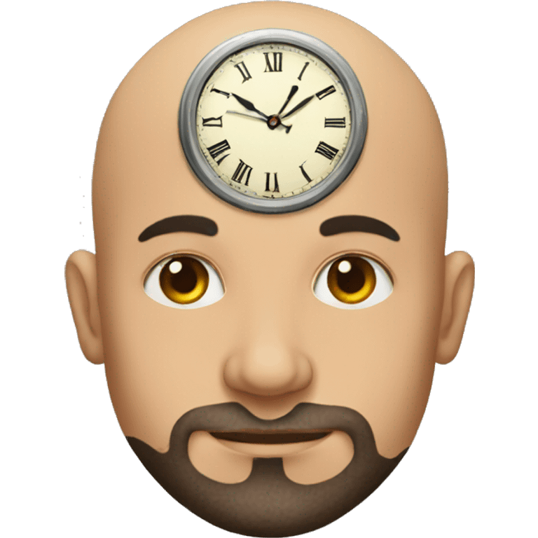 Bald man wearing tattoos of Latin clocks emoji