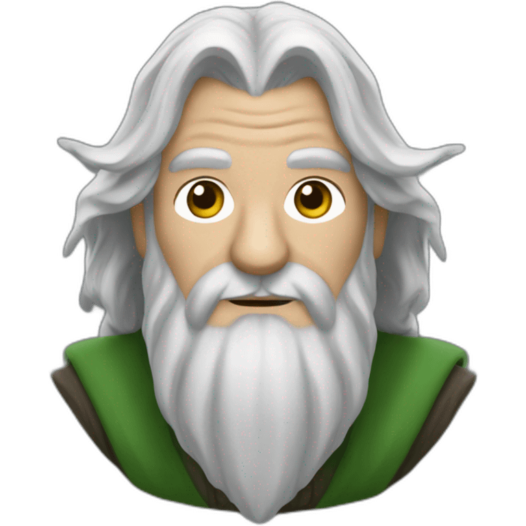 Mago parecido al Gandalf pero con un traje verde y barba negra emoji