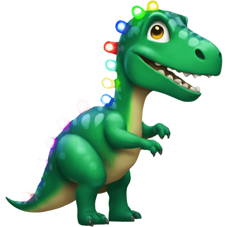 Dinosaur with Christmas lights  emoji