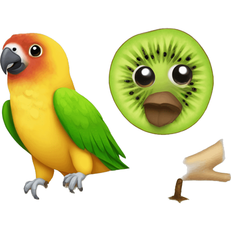 Conure with kiwi emoji