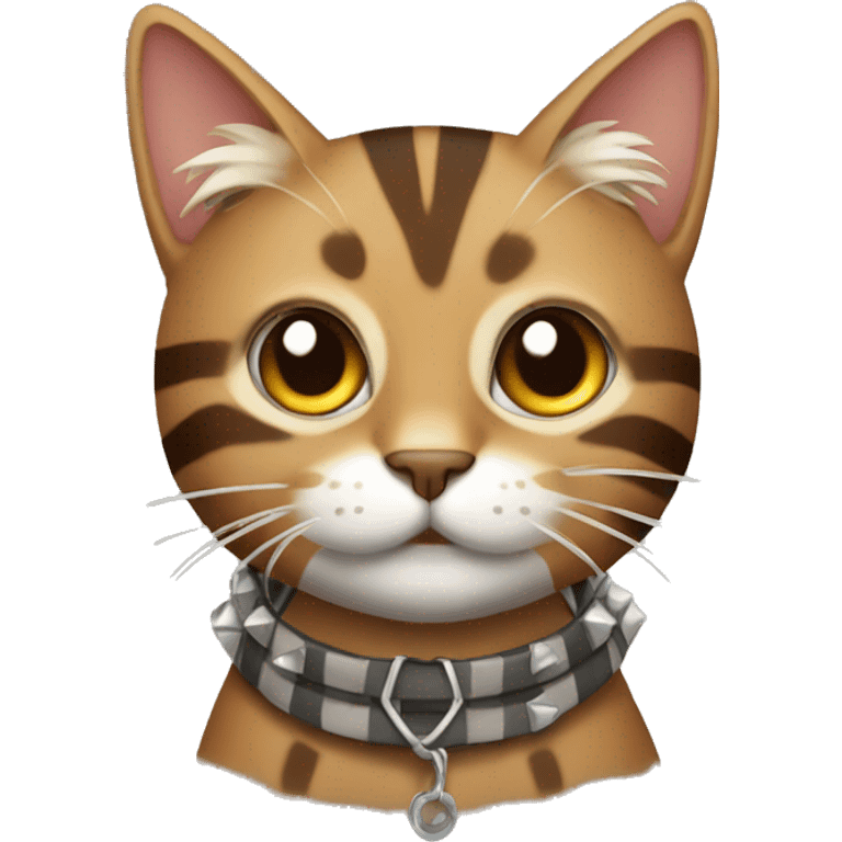 brown striped cat with spiked collar emoji