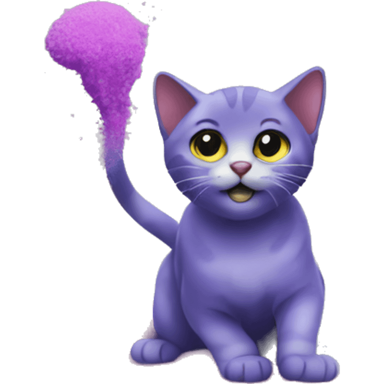 cat playing with color powder emoji