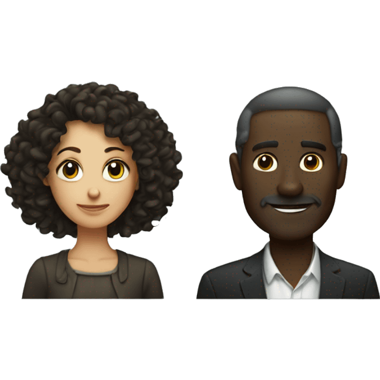 A very tall dark man and a short woman with curly hair  emoji