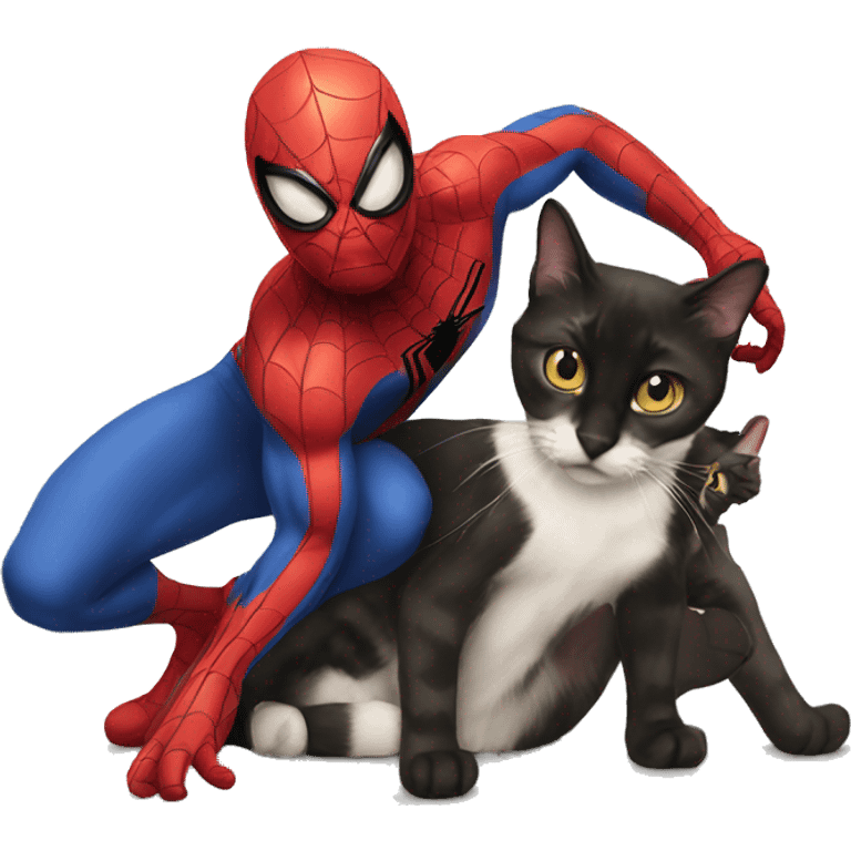 Spiderman with a cat emoji