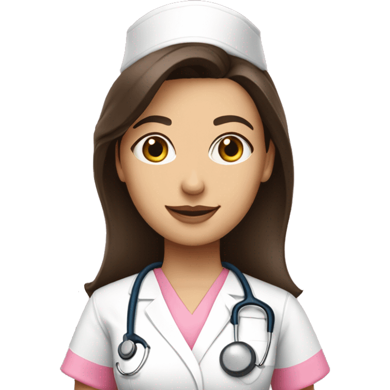 Pretty brunette nurse in pink scrubs emoji