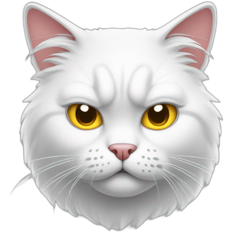 Cartoon White cat angry emoji