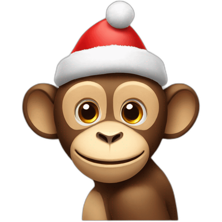 smiling monkey with christmas hat emoji