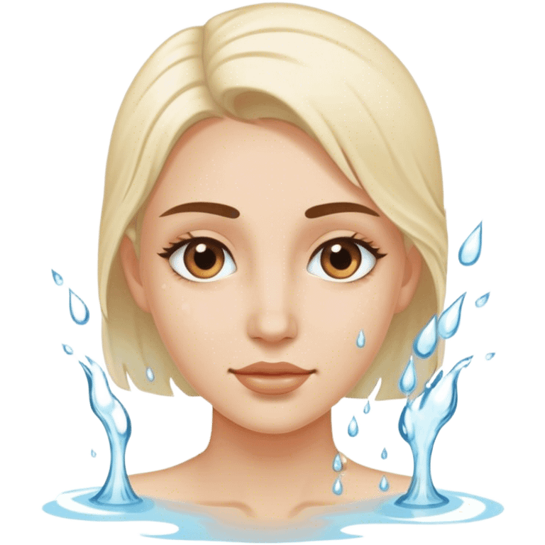 women with water on her face emoji