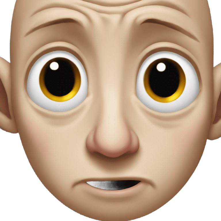 Dobby making a very big frown face with tears streaming down his face  emoji