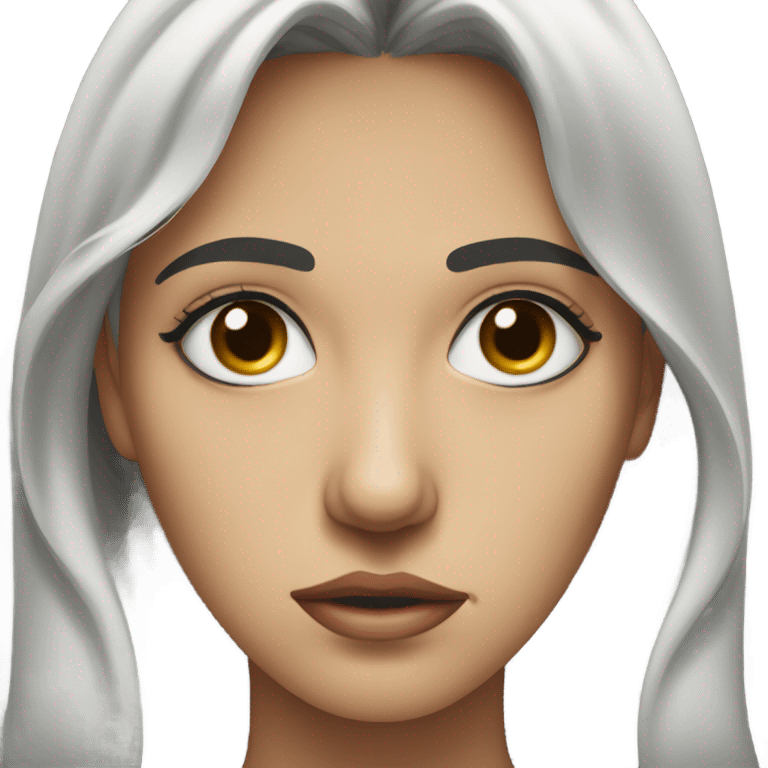 a troubled woman's face emoji