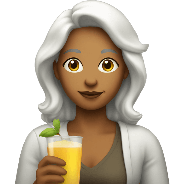 Proud white mother with drink apple juice emoji