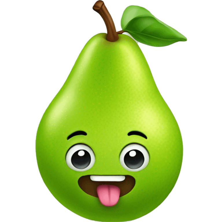 Green Cute pear with tongue emoji